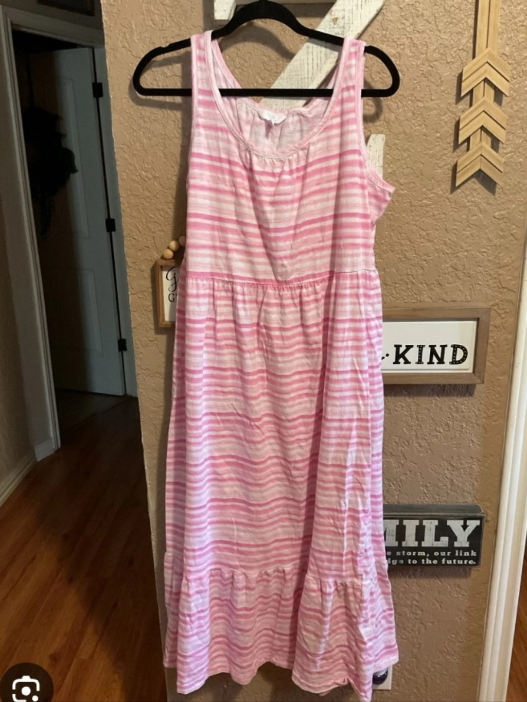 Time And Tru Xxl Pink White Striped Tiered Maxi Dress Cotton Size 20 Plus